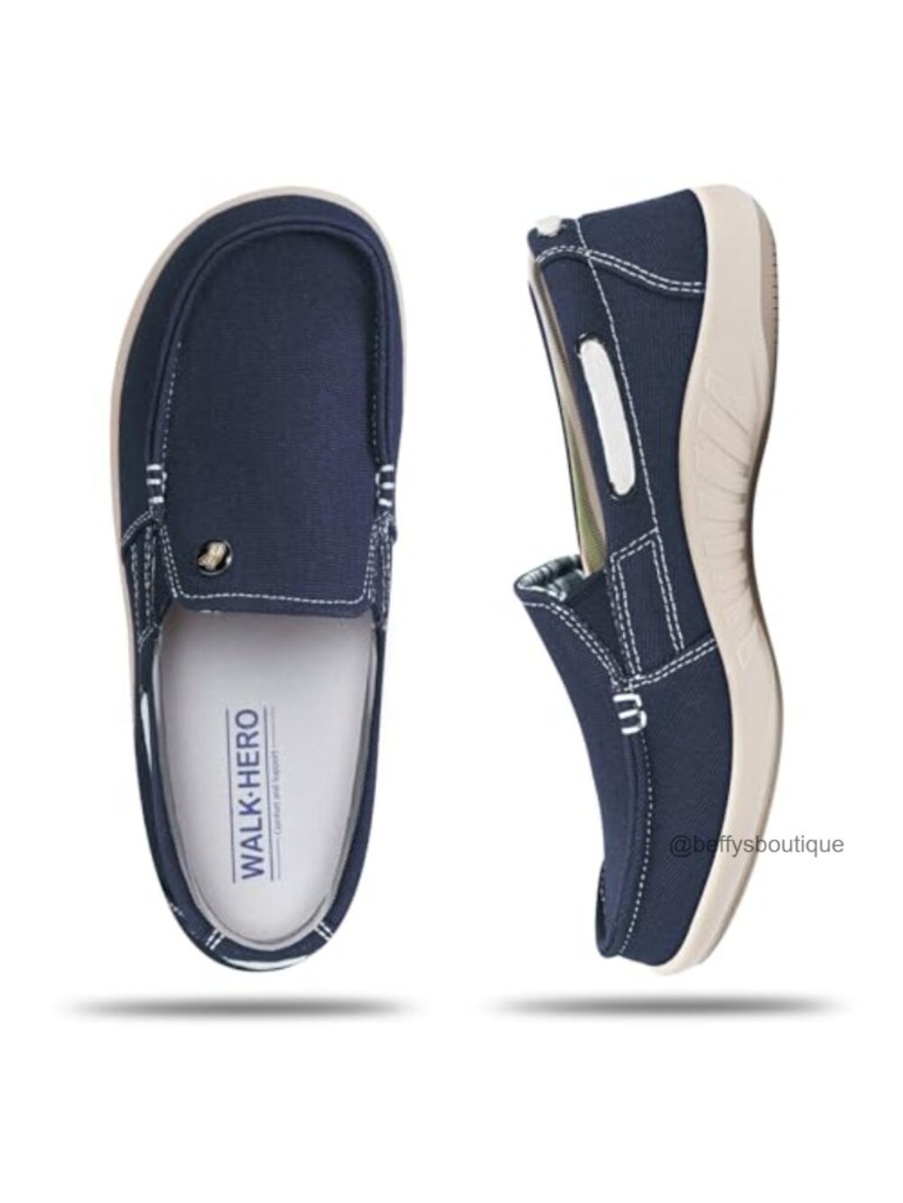 Women's Slip On Shoes Casual Boat Loafers Arch Support Canvas